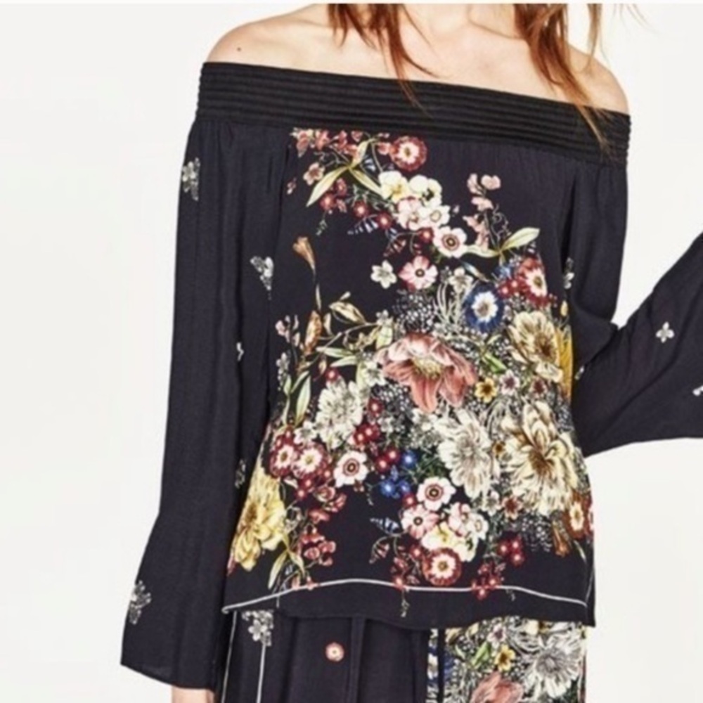 Zara floral off shoulders top blouse